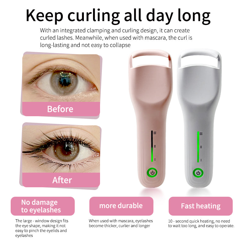 Portable Luxury Electric Heated Eyelash Curler Mini Eye Makeup Tool for Long Lasting Eyelash Curling